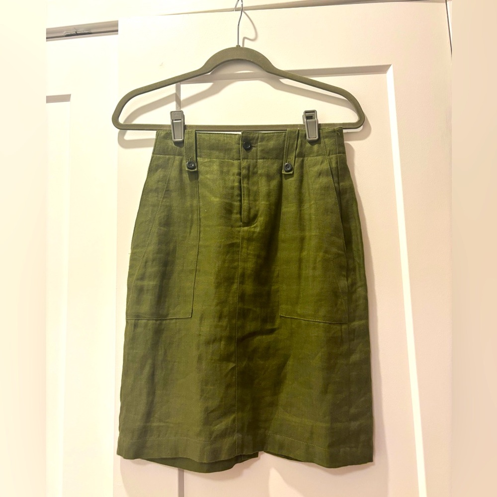 Dark green J crew linen pencil skirt